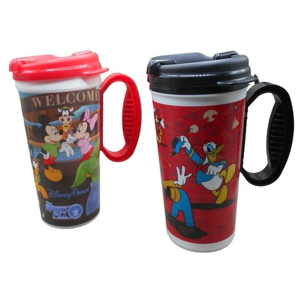 Walt Disney Parks Whirley Travel Mug Resort Souvenir Cup Lot of 2 w/Lids - Picture 1 of 8